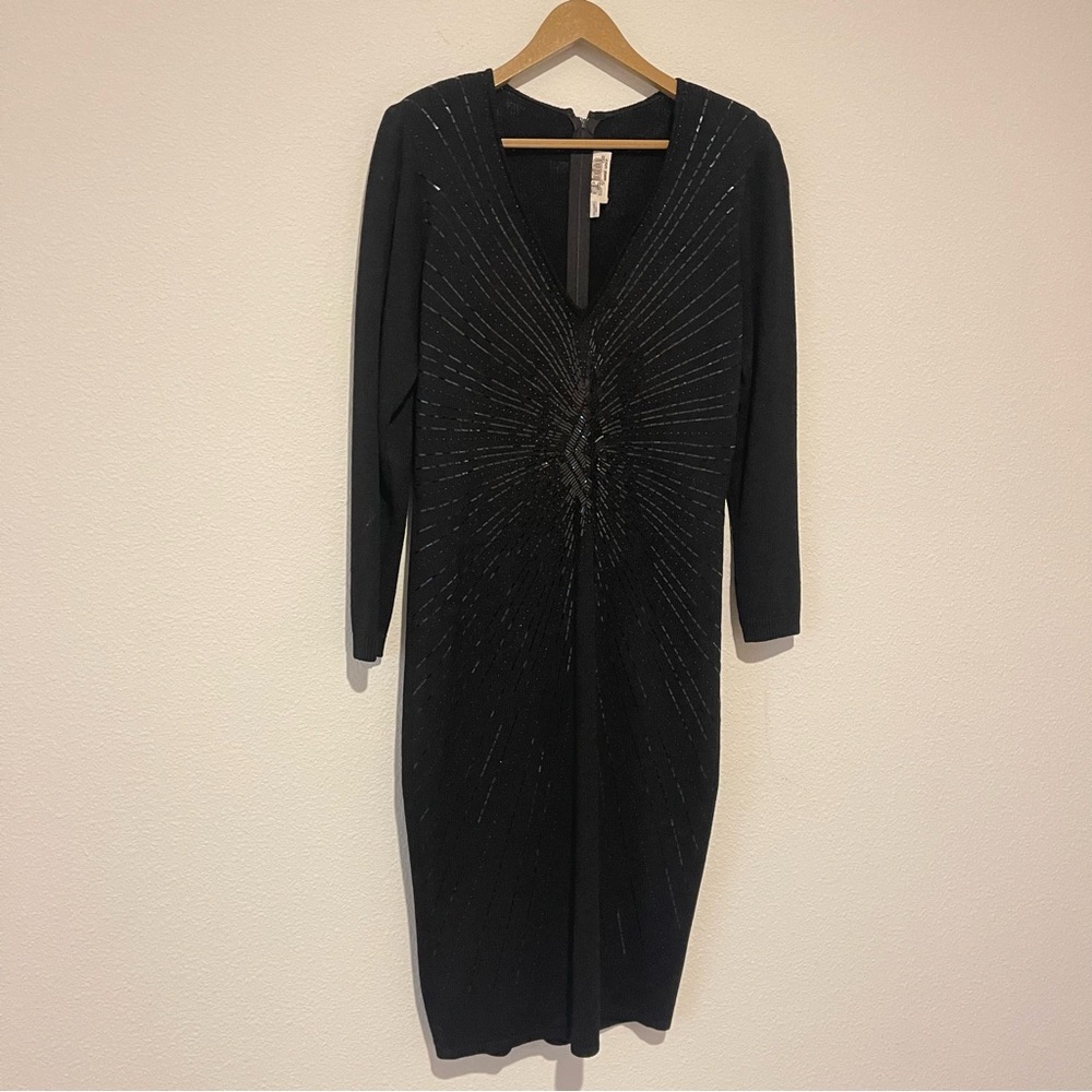 Vintage St. John Beaded Dress sz 8 1970s Sheath Knit Evening Heritage Formal - Picture 1 of 10